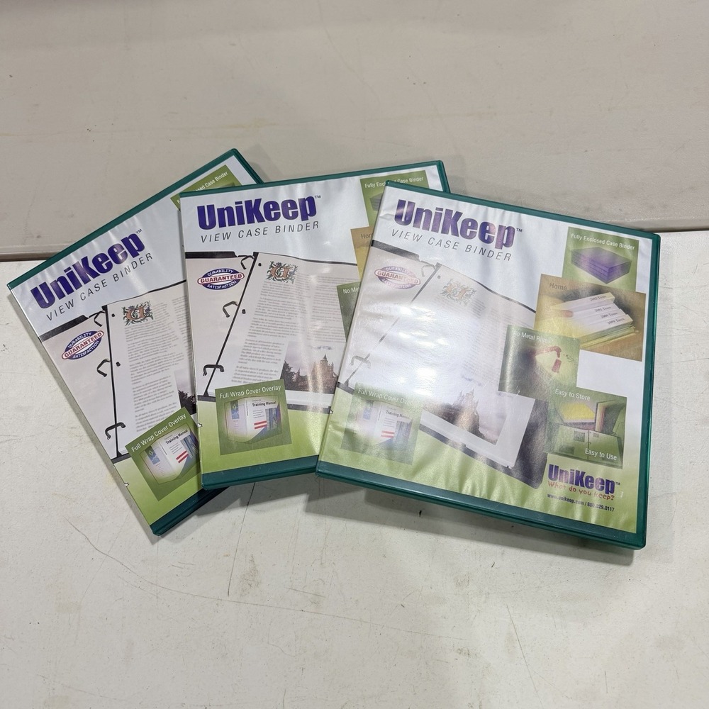 Lot Of 3 Unikeep View Case 3-Ring Binder .5" 1/2" Capacity Green NEW Made In USA